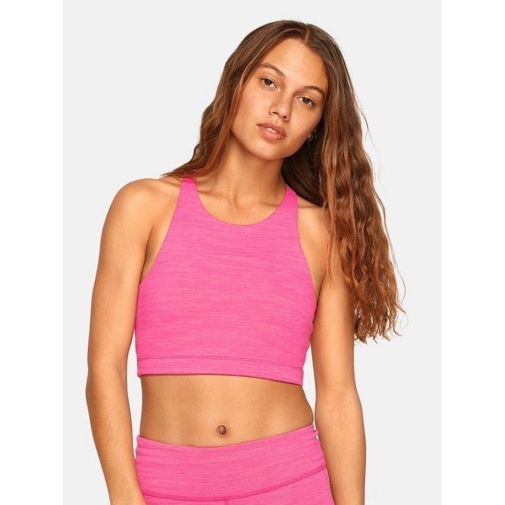 Outdoor Voices TechSweat Crop Top Pink Space Dye Racerback Tank Sportsbra XS